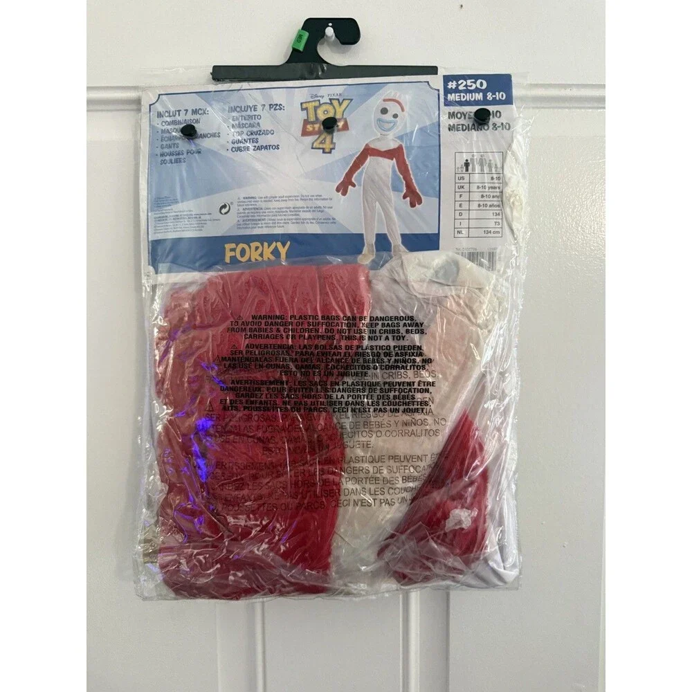 Disney Toy Story 4 Forky Halloween Costume 7pc Set Size Medium 8-10 Years NEW